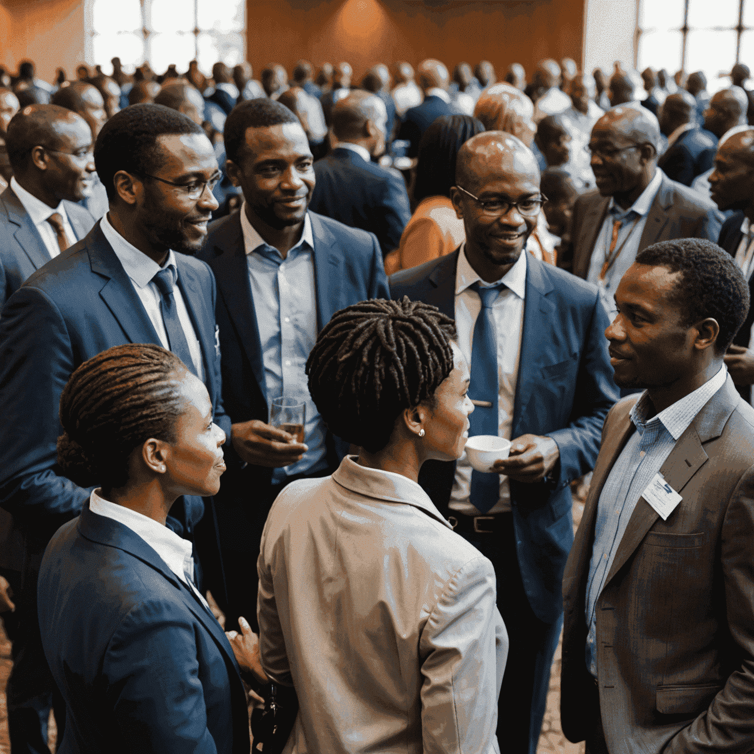 Business professionals networking at a conference in South Africa