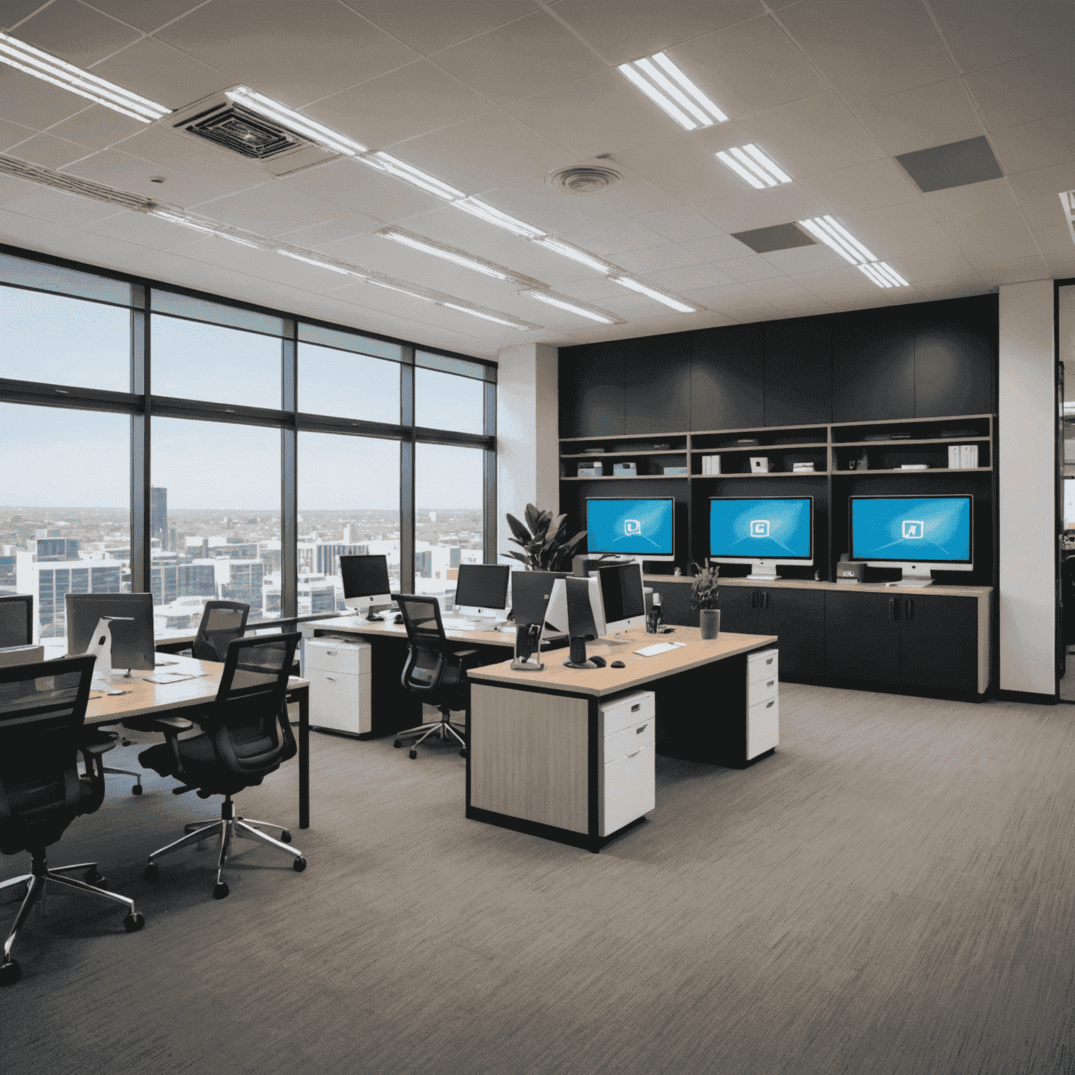 A modern office in South Africa showcasing the implementation of digital technologies and automation in various business processes.